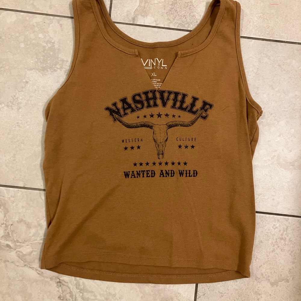 Vinyl Women's Tan Nashville Graphic Tank Top